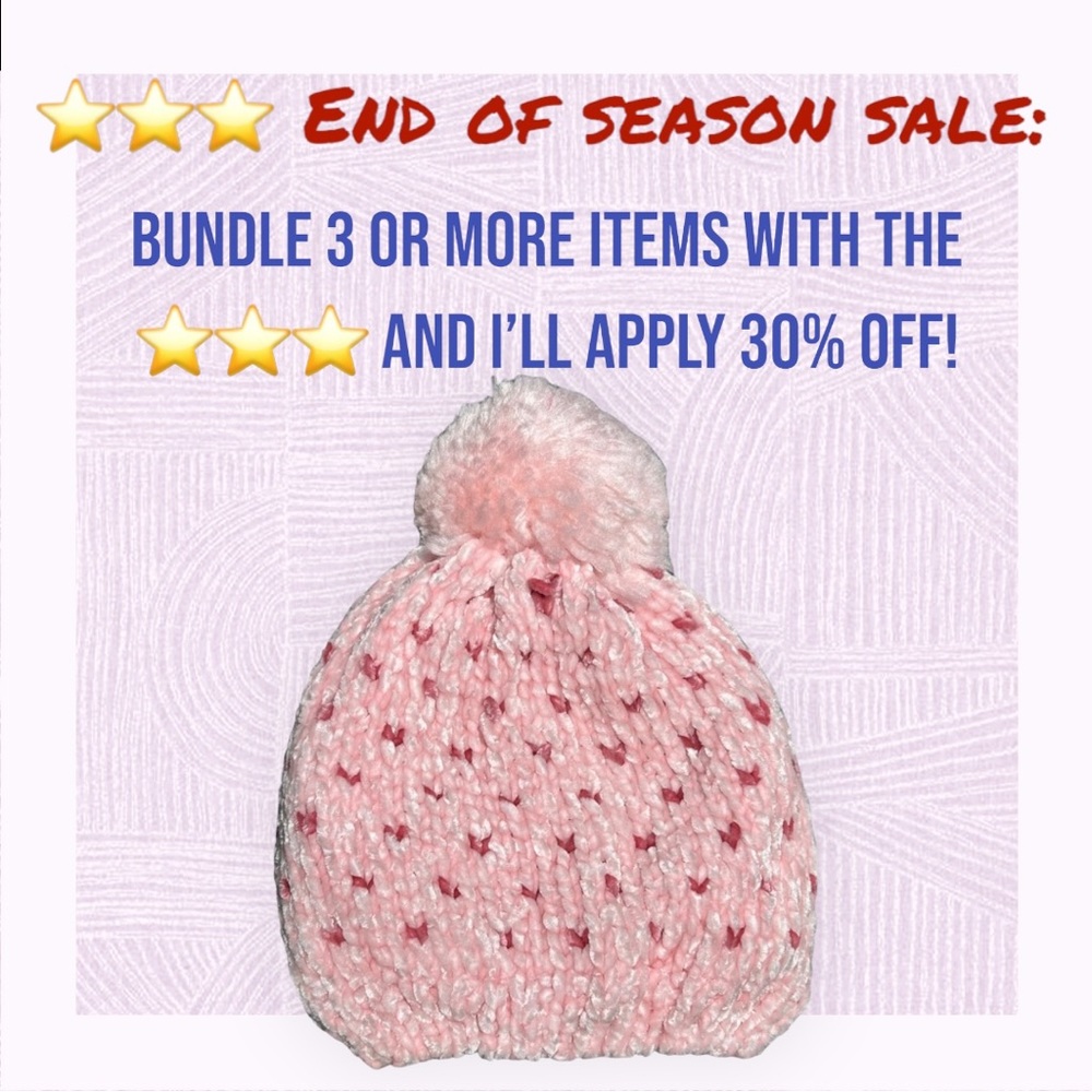 NWOT - Chenille Baby Girl Hat - 0-12 months